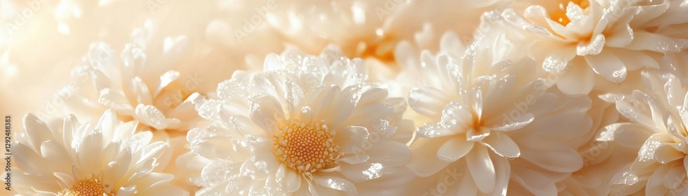 Fototapeta premium Delicate white flowers in soft focus, conveying tranquility and natural beauty.