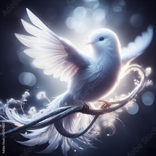 dove of peace on blue background
