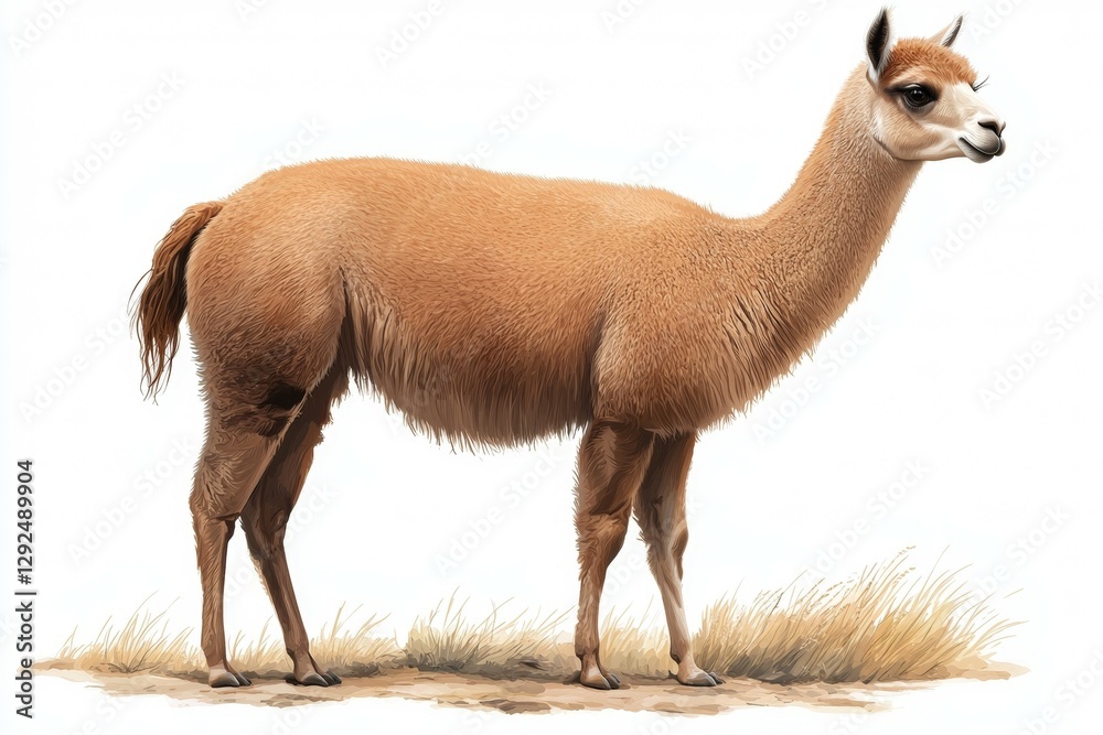 Brown llama standing in a field Brown llama standing in a field