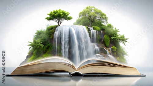 Fototapeta Naklejka Na Ścianę i Meble -  Waterfall Emerging from Open Book
