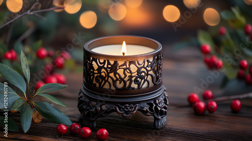 christmas candle and decorations