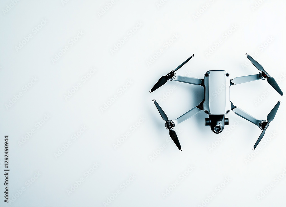 Eye level angle, drone capturing a unique aerial perspective on a white background Eye level angle, drone capturing a unique aerial perspective on a white background