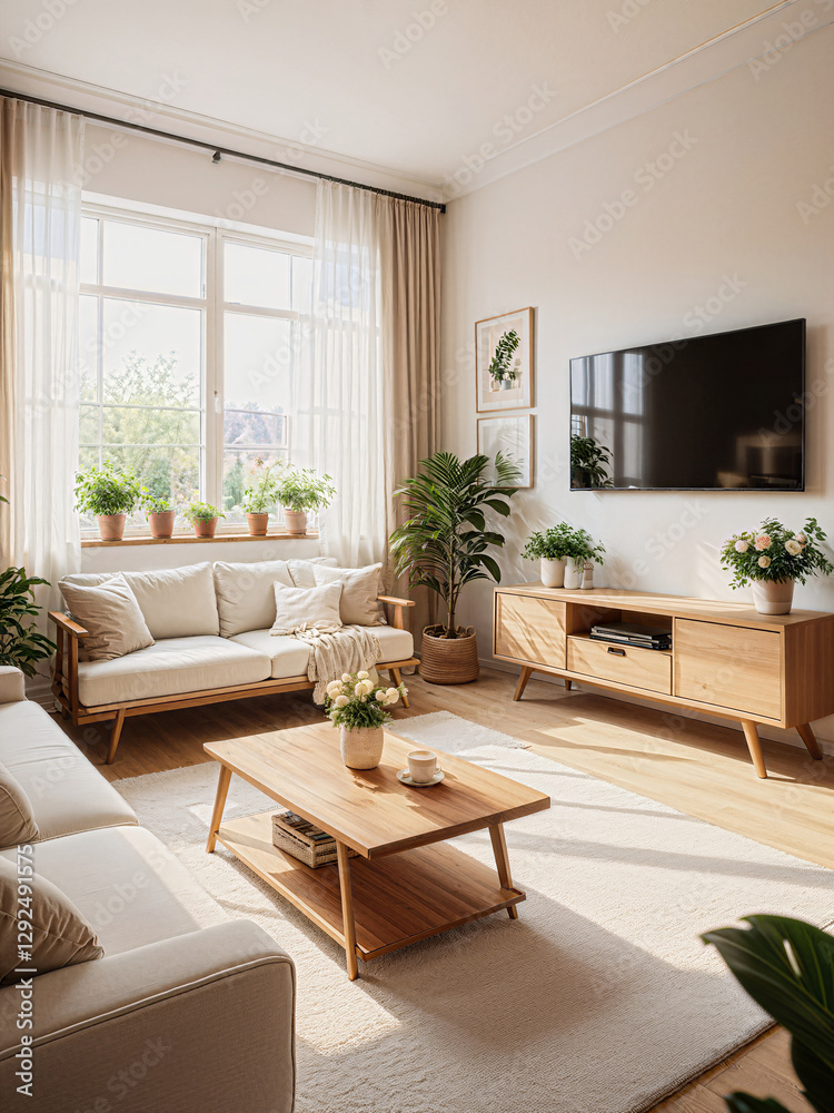 Fototapeta premium Nordic style interior living room design