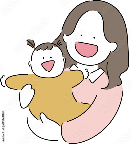 色々なお母さんと赤ちゃん「にっこり」_キュート