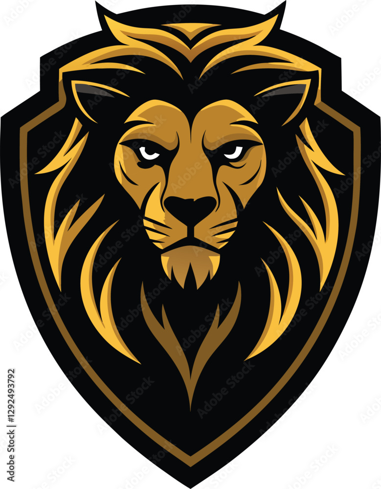 Obraz premium Majestic Lion Shield Mascot Logo