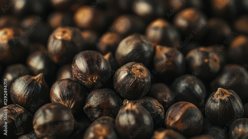 Close-up dark seeds, pile, textured background, food ingredient, agriculture Close-up dark seeds, pile, textured background, food ingredient, agriculture