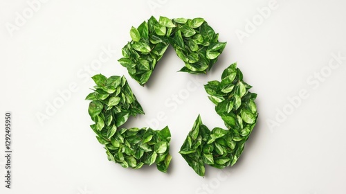 Green Leaves Forming a Recycle Symbol