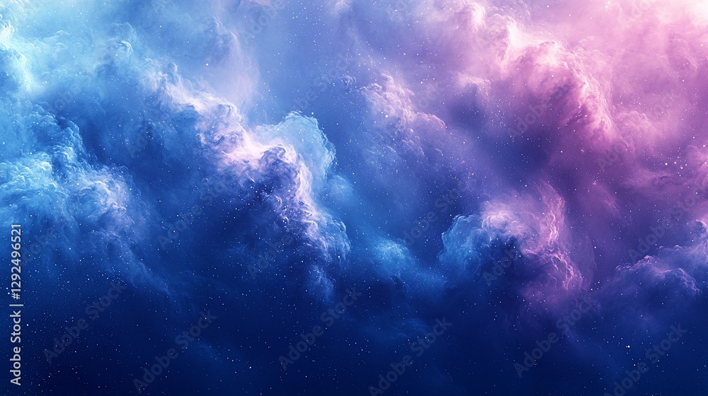 Obraz premium Abstract cosmic nebula with blue and pink clouds.
