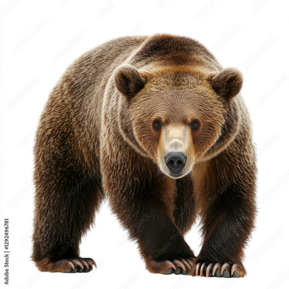 Detailed Visual of a Photo Brown Bear, Isolated on a White Background Detailed Visual of a Photo Brown Bear, Isolated on a White Background