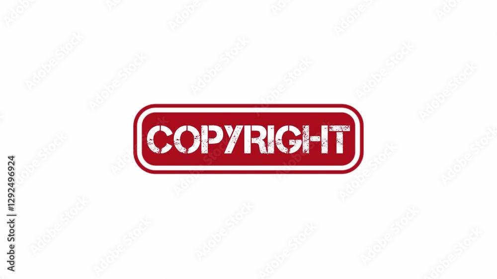 Copyright Red Stamp Animation on White Background for Intellectual Property Protection, Red copyright stamp animated. Copyright Red Stamp Animation on White Background for Intellectual Property Protection, Red copyright stamp animated.