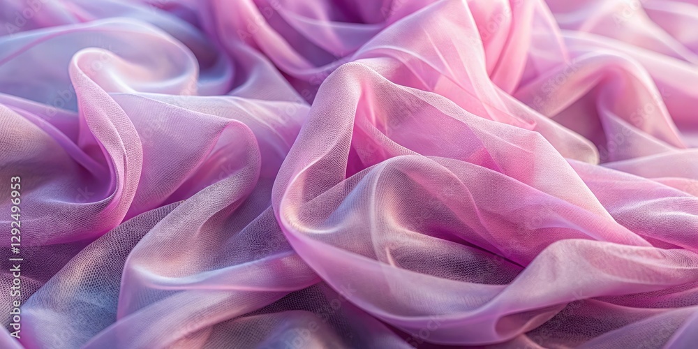 Obraz premium Closeup of elegant wavy organza fabric texture, organza, fabric, texture, closeup, elegant, wavy, material, textile, fashion