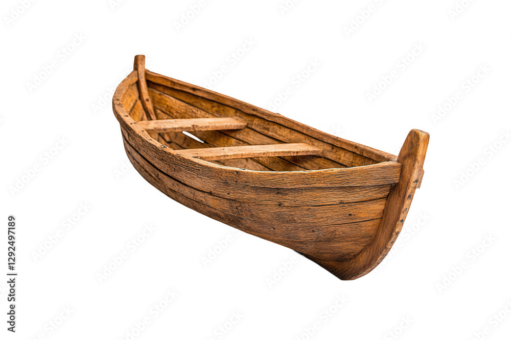 Rustic wooden boat with a transparent background showcasing craftsmanship for artistic and design purposes Rustic wooden boat with a transparent background showcasing craftsmanship for artistic and design purposes