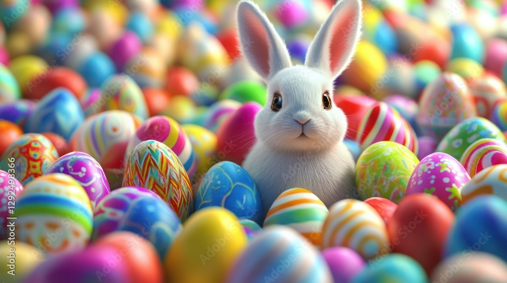 custom made wallpaper toronto digitalEaster bunny amidst colorful eggs, spring celebration, holiday card design