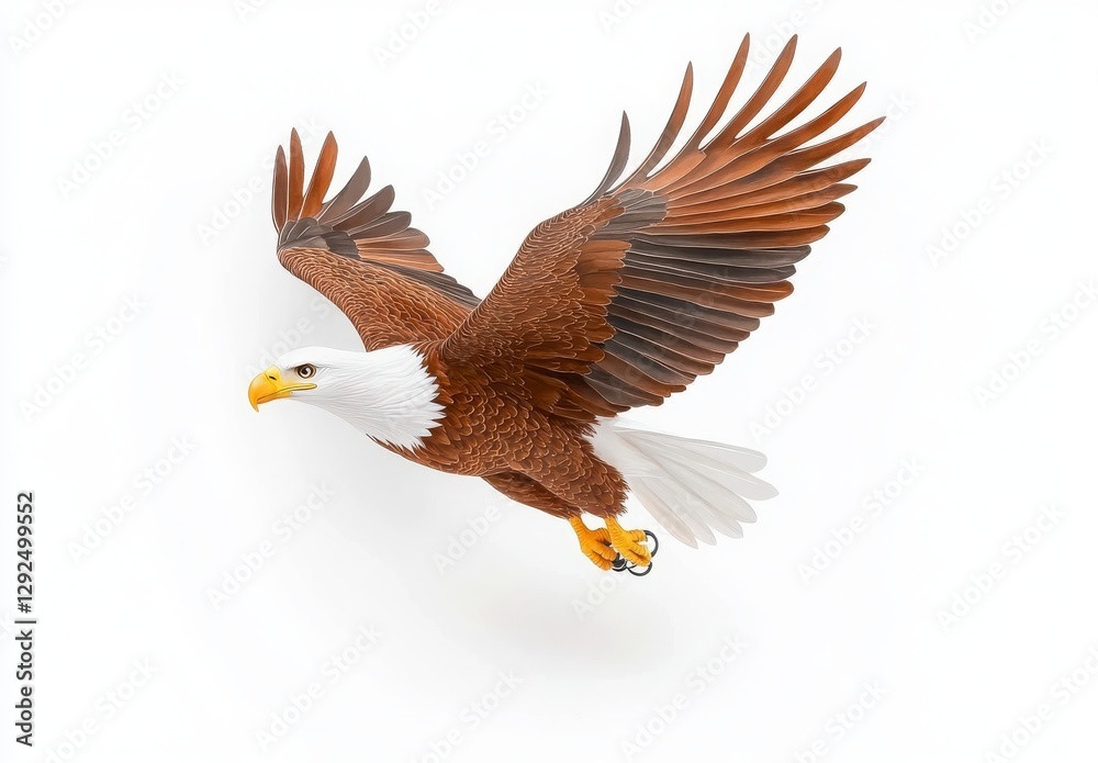 Fototapeta premium Majestic Bald Eagle Soaring Gracefully with Outstretched Wings