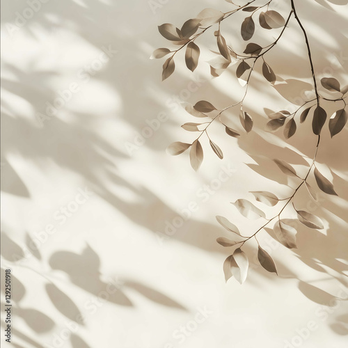 subtle shadows from leaves on a light cream wall NO leaves in view luxury