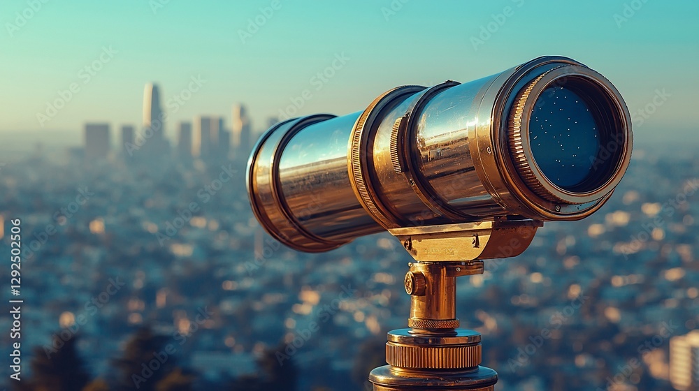 Cityscape view through a coin-operated telescope. Cityscape view through a coin-operated telescope.