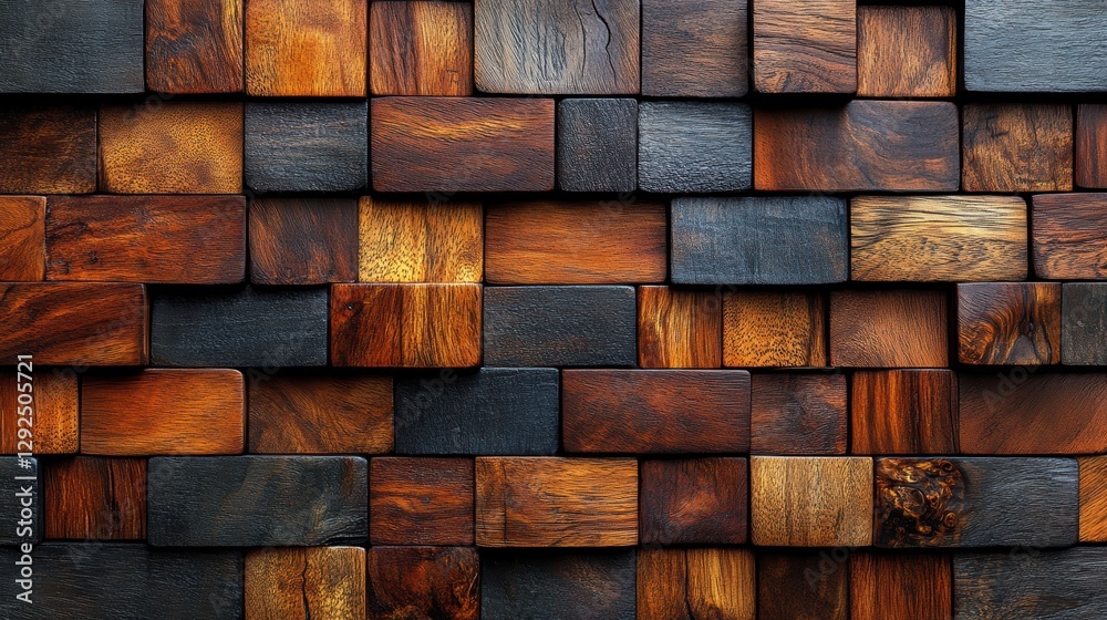 Wood Block Wall with Varying Tones for Interior Design Backdrop Wood Block Wall with Varying Tones for Interior Design Backdrop