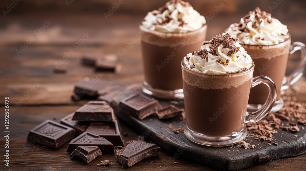 Chocolate Drink with Whipped Cream and Chocolate Shavings Chocolate Drink with Whipped Cream and Chocolate Shavings