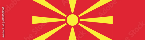 North Macedonia flag long banner digital vector illustration