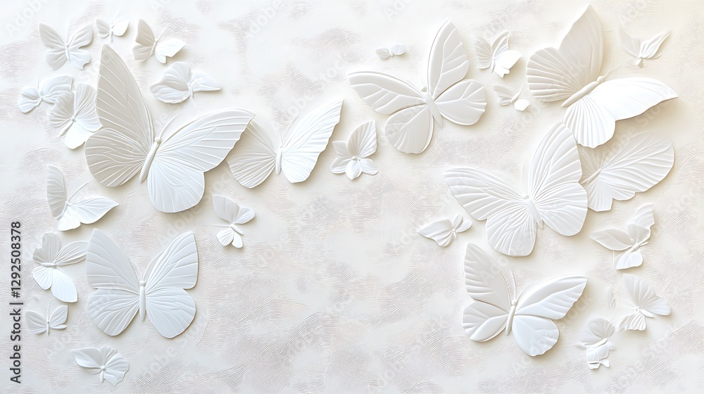 Elegant White Butterfly Papercut Art: A Delicate Springtime Design AI Generated Elegant White Butterfly Papercut Art: A Delicate Springtime Design AI Generated