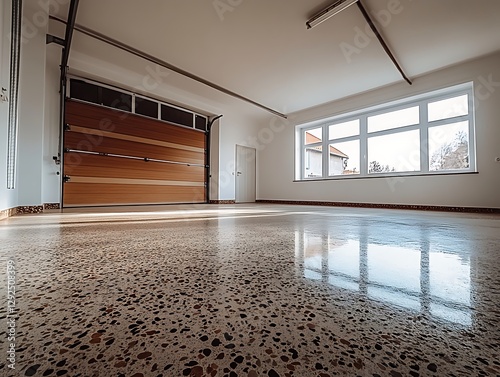 Polished Concrete Garage Interior with Windows