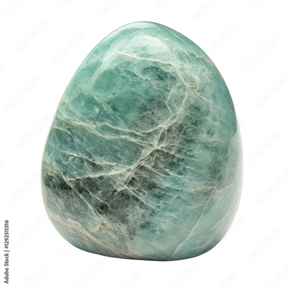 Smooth Amazonite Piece with Greenish Blue Tone Isolated on Transparent Background Smooth Amazonite Piece with Greenish Blue Tone Isolated on Transparent Background