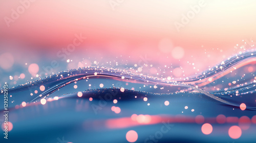 Abstract Waves with Sparkling Lights Background
