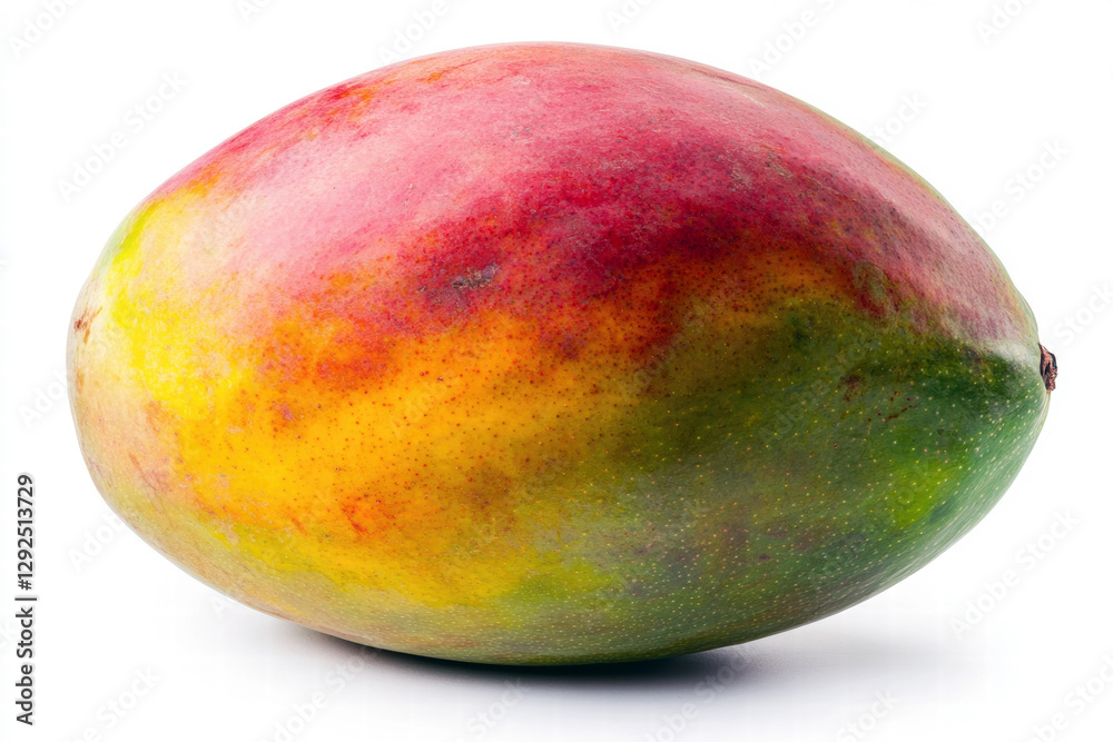 Ripe mango with vibrant red, yellow, and green hues Ripe mango with vibrant red, yellow, and green hues