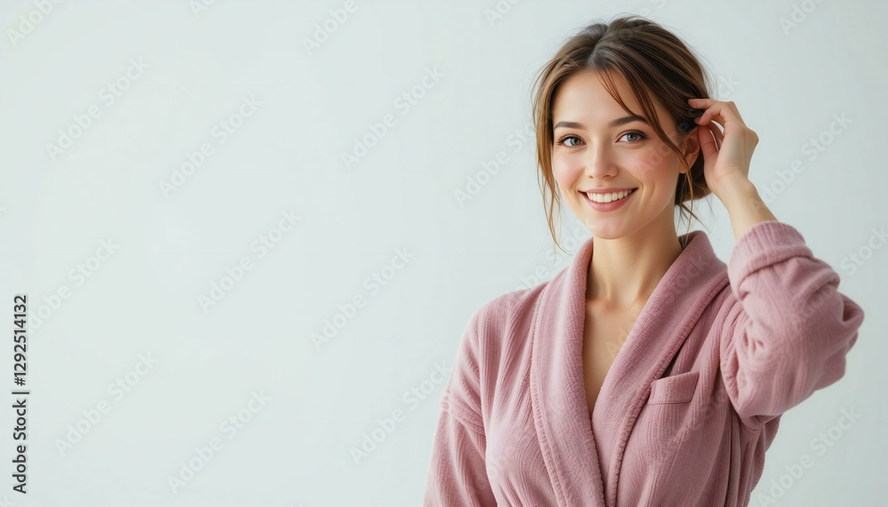 Portrait of Beautiful Woman Wearing Bathrobe. Portrait of Beautiful Woman Wearing Bathrobe.