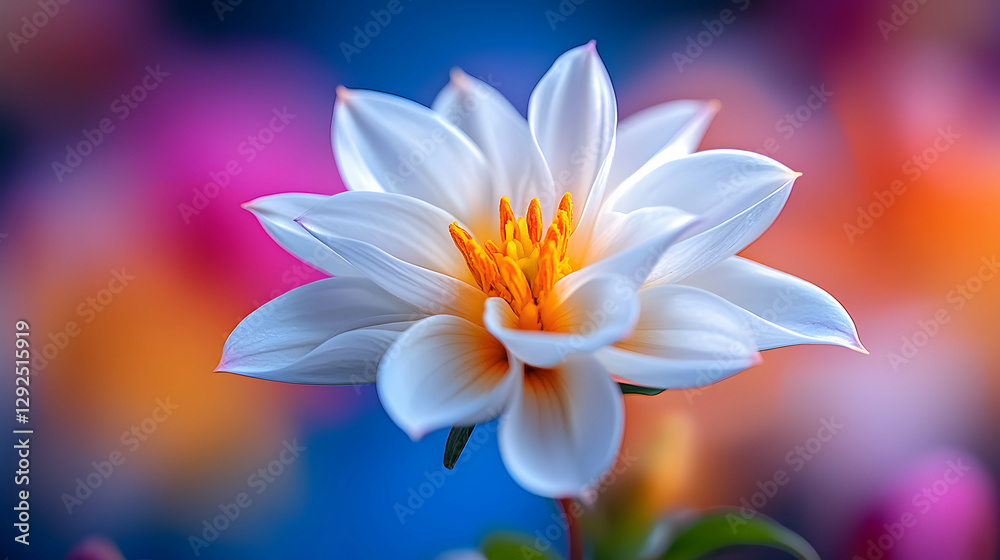 Macro Shot of White Dahlia Flower with Orange Center Macro Shot of White Dahlia Flower with Orange Center