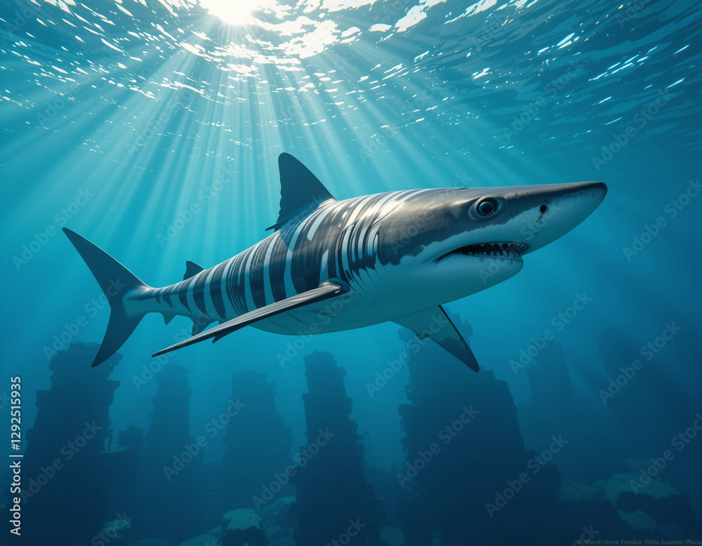 Fototapeta premium Ocean Predators: The Majestic Power of Sharks