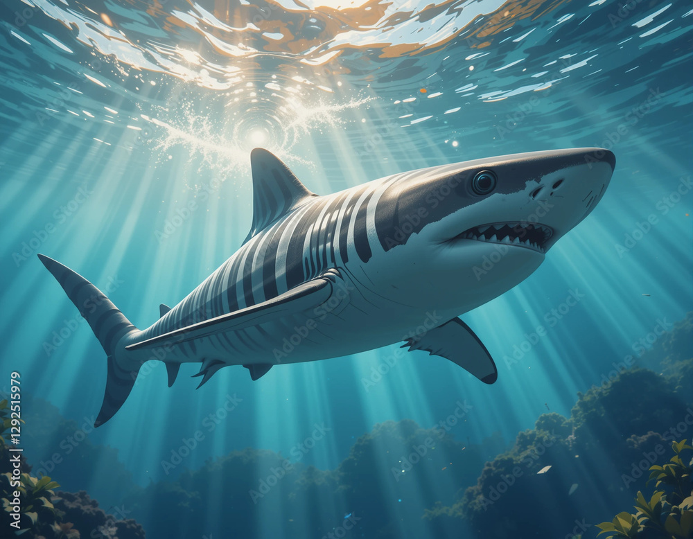 Fototapeta premium Ocean Predators: The Majestic Power of Sharks