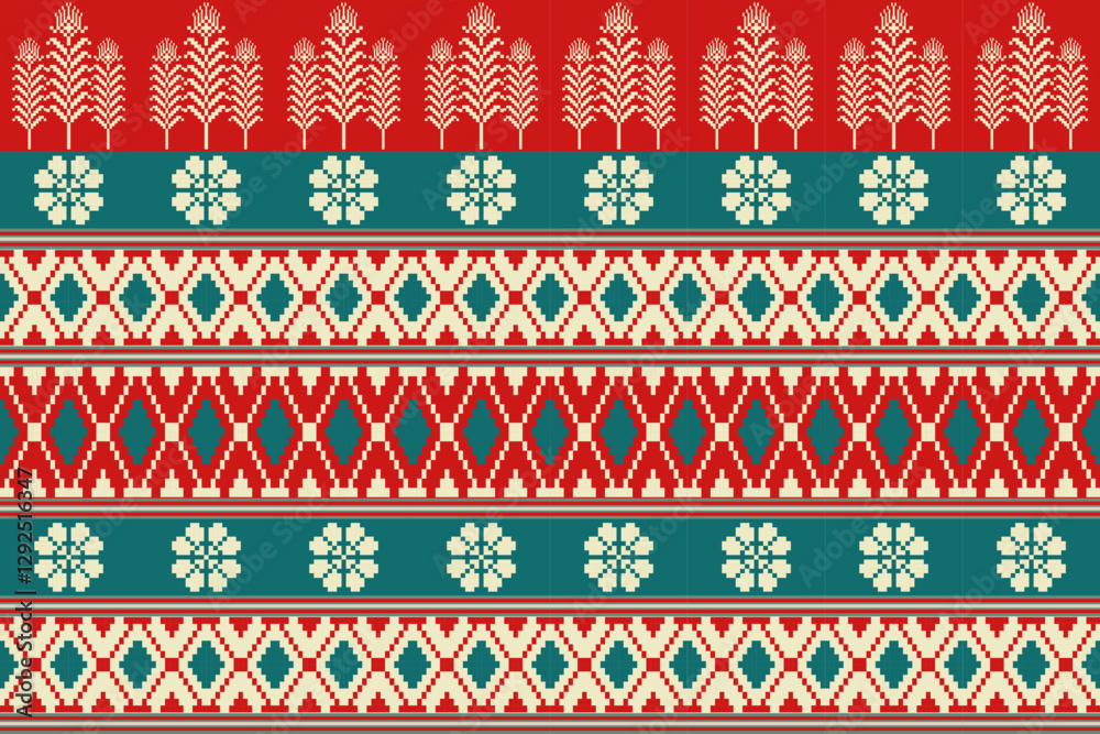 Geometric, seamless,pixel traditional ethnic, thai pattern, fabric pattern for textiles, rugs, wallpaper, clothing, sarong, batik, wrapping, embroidery, print, background, cover, illustration, vector. Geometric, seamless,pixel traditional ethnic, thai pattern, fabric pattern for textiles, rugs, wallpaper, clothing, sarong, batik, wrapping, embroidery, print, background, cover, illustration, vector.
