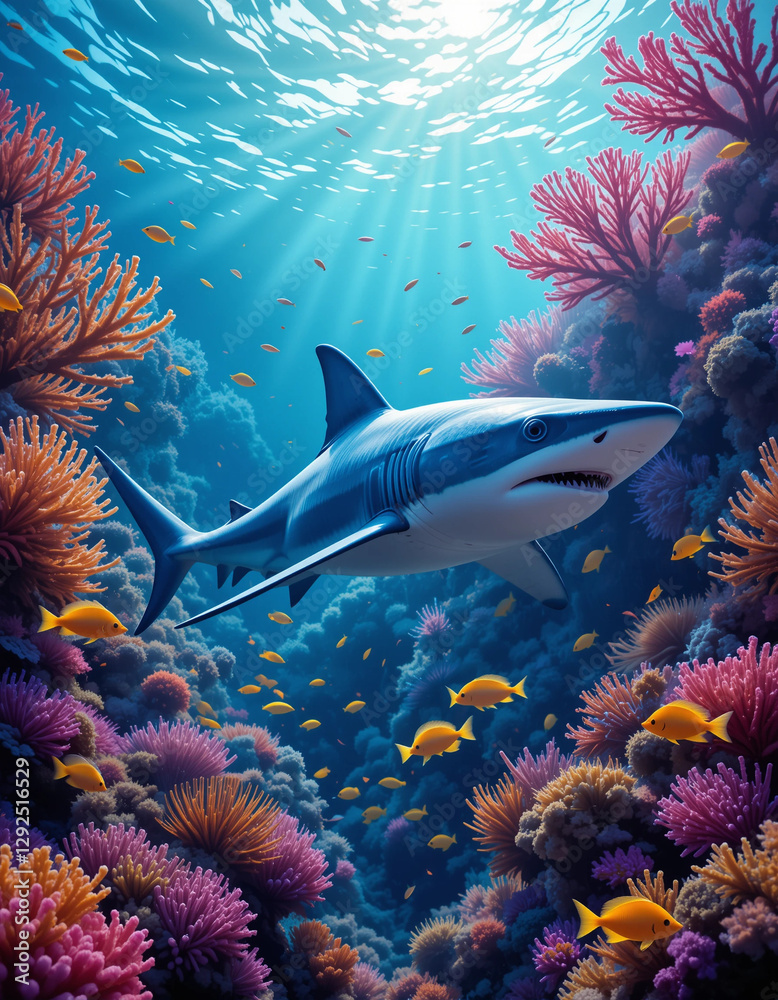 Fototapeta premium Ocean Predators: The Majestic Power of Sharks