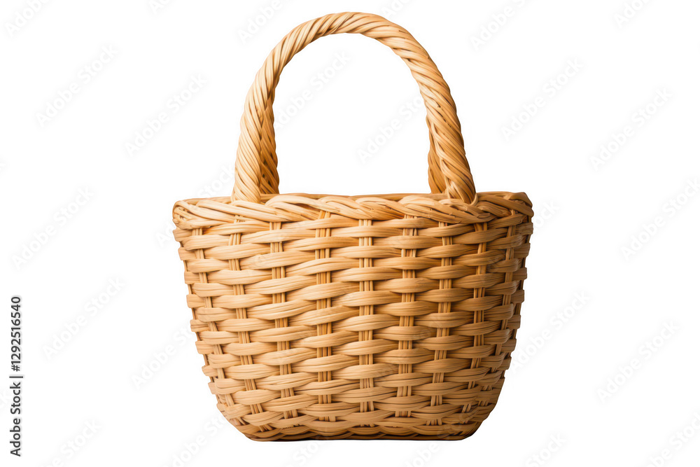 Woven wicker basket with a handle, perfect for storage and decoration, showcasing natural materials and craftsmanship in a versatile design Woven wicker basket with a handle, perfect for storage and decoration, showcasing natural materials and craftsmanship in a versatile design