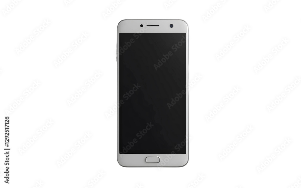 Modern smartphone with black screen and silver frame, isolated on transparent background Modern smartphone with black screen and silver frame, isolated on transparent background