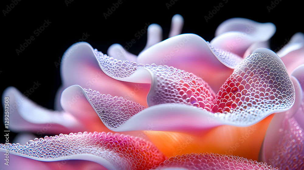 Extreme Macro of a Rose Petal with Water Droplets Extreme Macro of a Rose Petal with Water Droplets