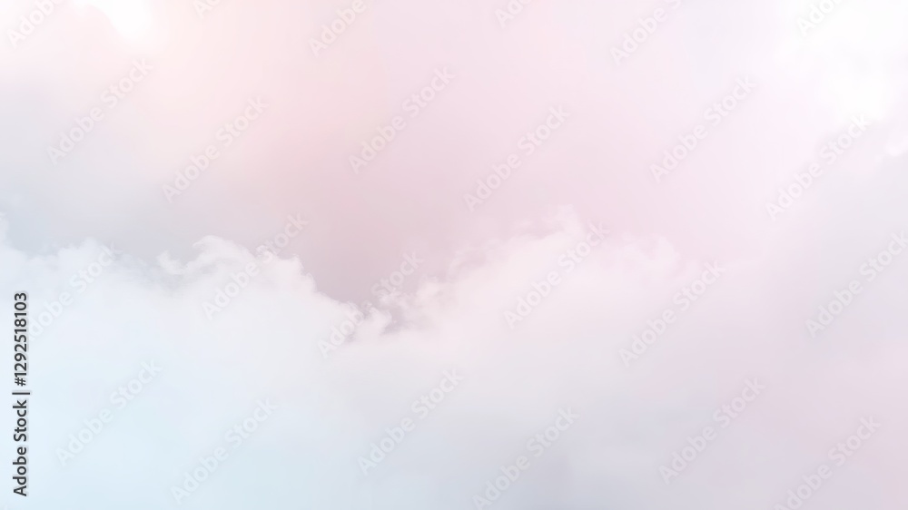 Obraz premium Breathtaking View of Soft Pink Sky with Fluffy Clouds Creating a Dreamy and Serene Atmosphere Above