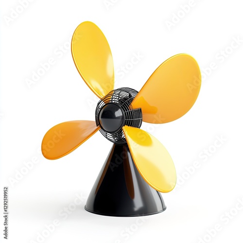 Modern, Yellow Fan, Isolated, White Background photo