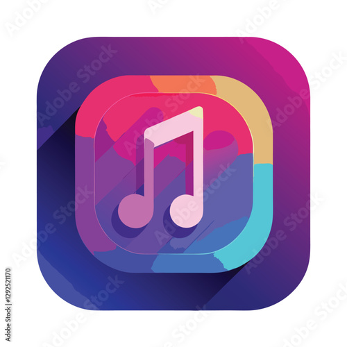 Creative design of a colorful music note icon highlighting modern aesthetics and digital art concepts