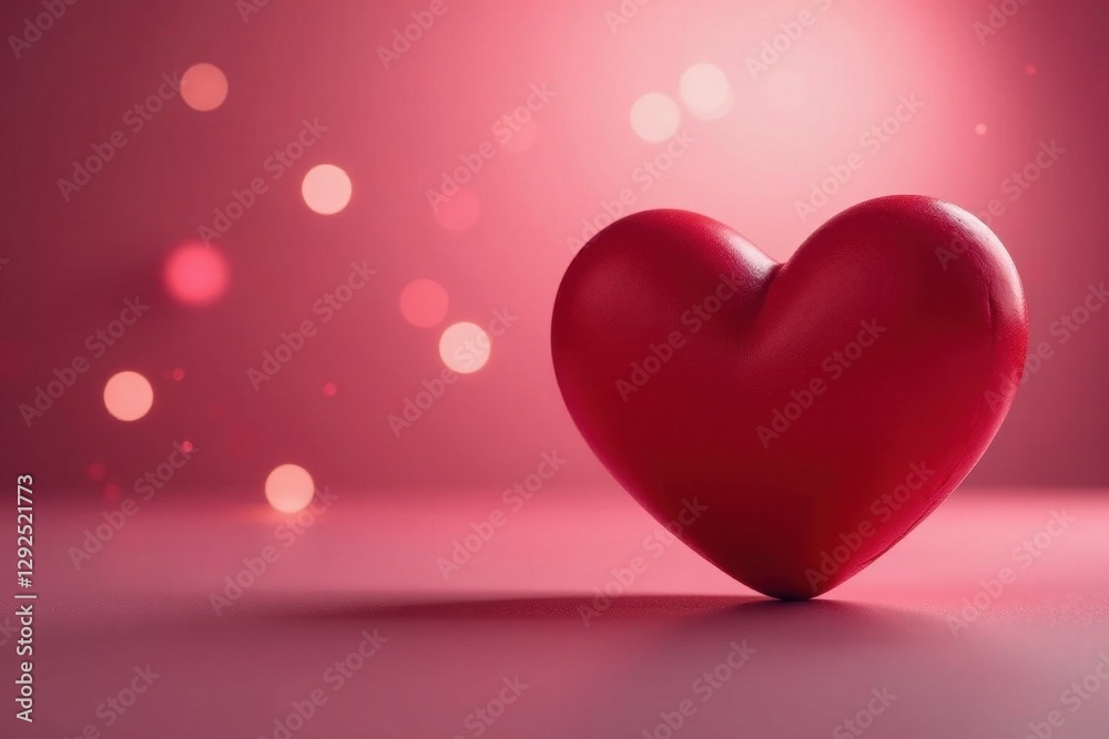 Single large red heart against a blurred bokeh background, beautiful, sweet Single large red heart against a blurred bokeh background, beautiful, sweet