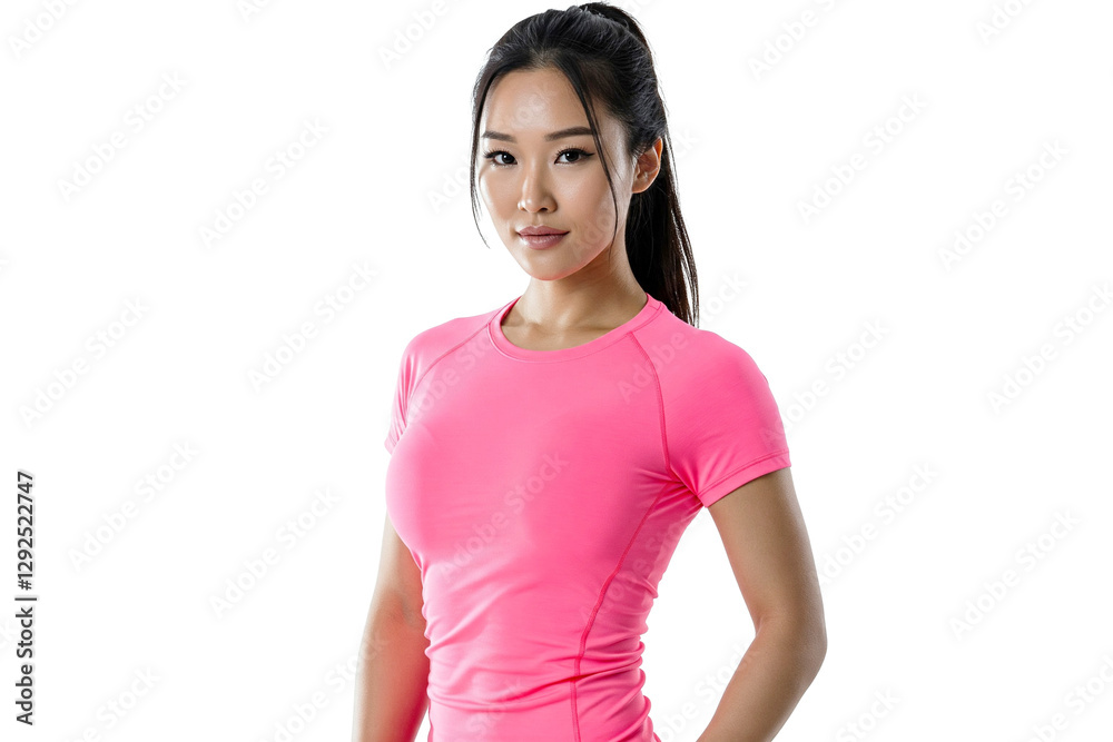 portrait of a young woman wearing pink sport suit, transparent PNG, isolated, cut-out portrait of a young woman wearing pink sport suit, transparent PNG, isolated, cut-out