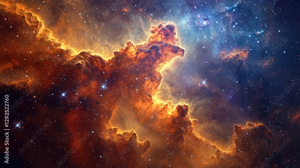 Fototapeta premium Magnificent cosmic nebula displays celestial orange and blue hues