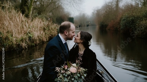 Romantic Gondola Ride: Couple in Love Exploring Scenic Canal Views