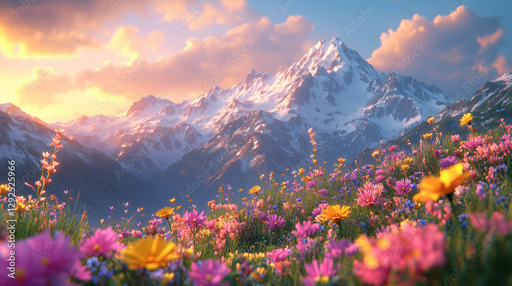A voxel mountain range at dawn, with snow-covered peaks glowing in a golden light. A voxel mountain range at dawn, with snow-covered peaks glowing in a golden light.