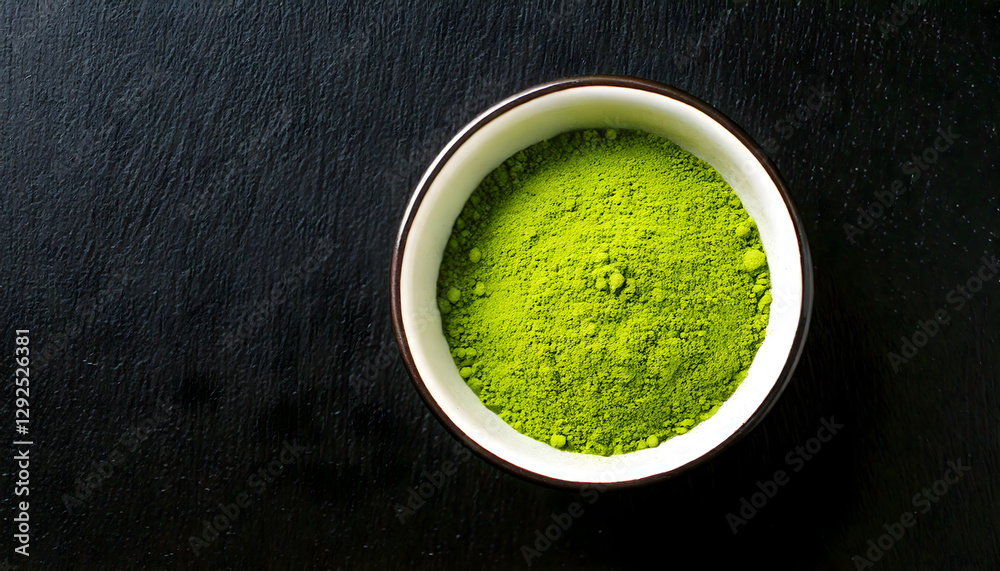 Close-up of Matcha Powder in a Tea Bowl Close-up of Matcha Powder in a Tea Bowl