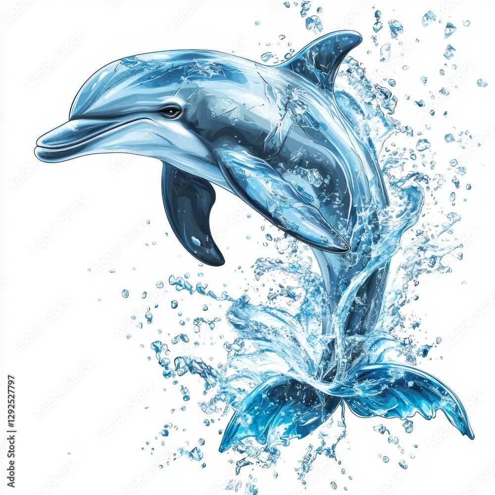 custom made wallpaper toronto digitalGraceful Dolphin Leaping Out of Crystal Clear Blue Water with Splashing Waves and Sparkling Droplets