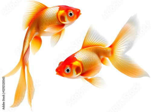 Two Beautiful Goldfish isolated on transparent background.generative AI