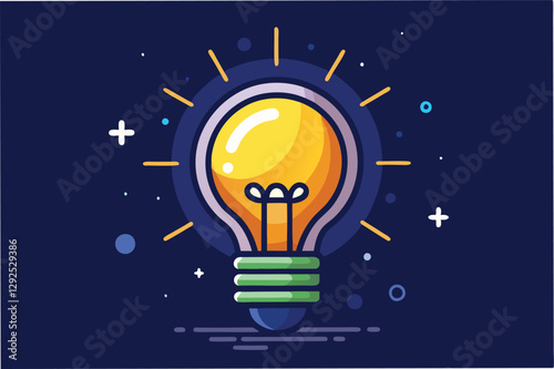 Bright light bulb illuminated with colorful leaves in a dark background creating a lively and creative atmosphere ideal for inspiration
