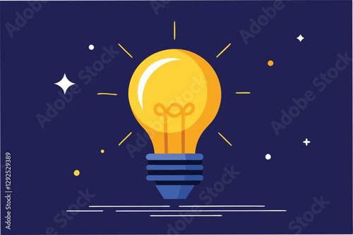Bright light bulb illuminated with colorful leaves in a dark background creating a lively and creative atmosphere ideal for inspiration
